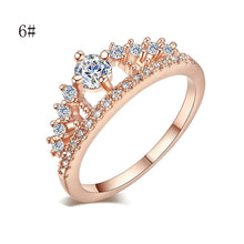 Load image into Gallery viewer, 2017 New Fashion Gold Pretty Crown Lady Crystal Ring Princess Ring