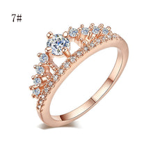 Load image into Gallery viewer, 2017 New Fashion Gold Pretty Crown Lady Crystal Ring Princess Ring