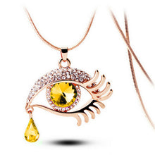 Load image into Gallery viewer, Fashion Magic Eye Crystal Tear Drop Eyelashes Necklace Long Sweater Chain
