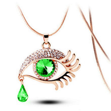 Load image into Gallery viewer, Fashion Magic Eye Crystal Tear Drop Eyelashes Necklace Long Sweater Chain
