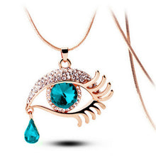 Load image into Gallery viewer, Fashion Magic Eye Crystal Tear Drop Eyelashes Necklace Long Sweater Chain
